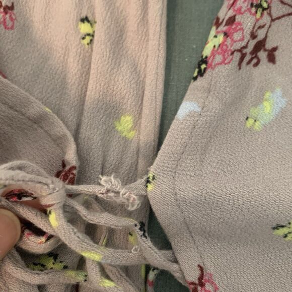 Free People Babydoll Empire Waist Mini Dress  Gray and Purple Floral Size Small - Picture 3 of 5